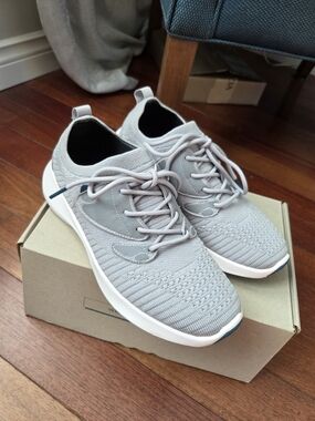 Vessi Light Gray Knit Lace-Up Sneakers